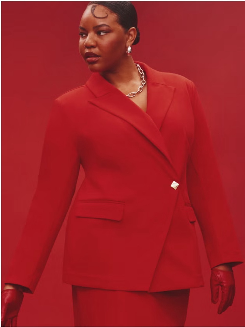 NWT Eloquii Asym Closure Stretch Blazer in Barbados Cherry Red - Size 20